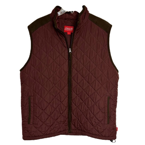 Coleman Other - Coleman Mens Outdoor Vest Quilted Zip Front Light Weight Maroon Brown Size XL